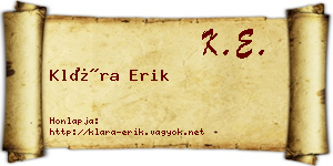Klára Erik névjegykártya